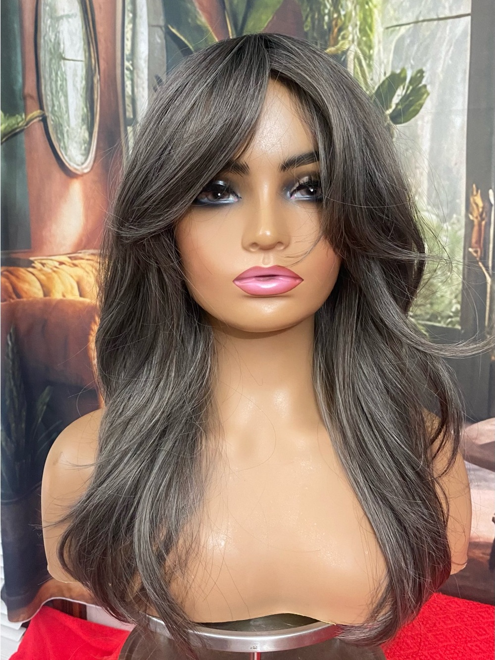CLEARANCE ash grey layered wig